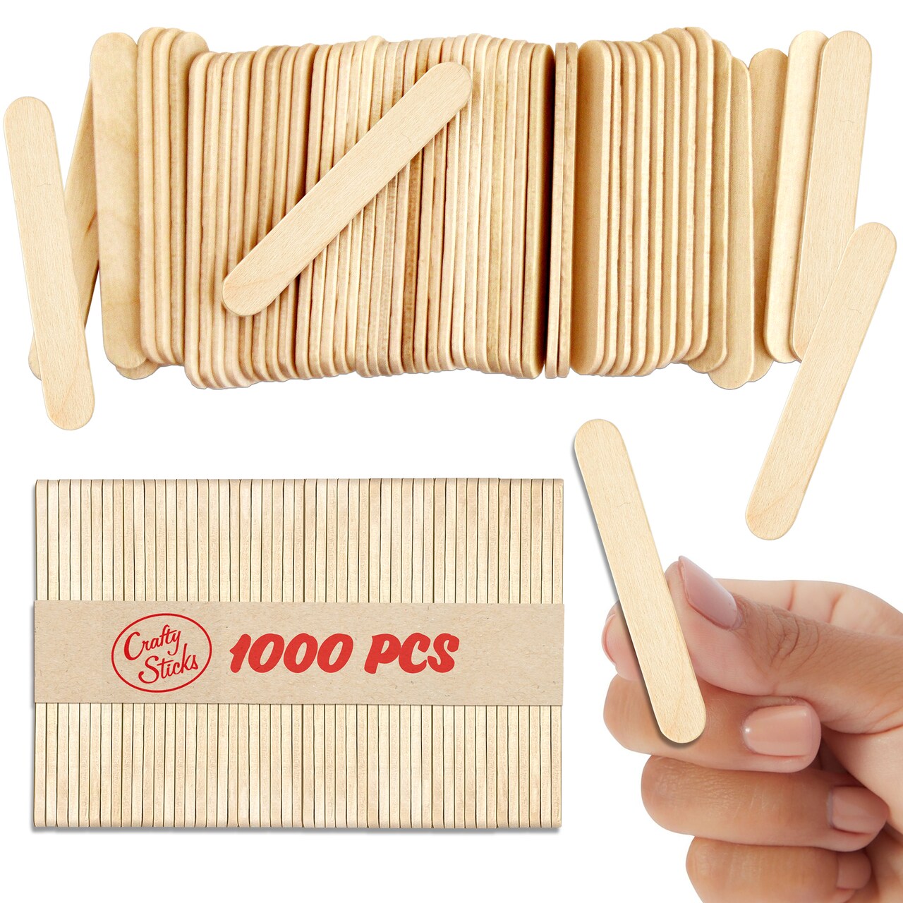 CraftySticks 2.5 Inch Mini Craft Popsicle Sticks, Natural, Multi-Color